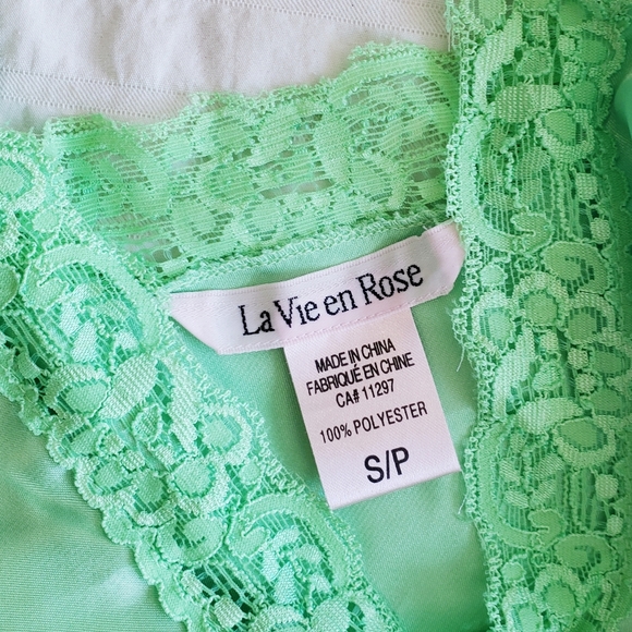 La Vie En Rose Silky Green Slip Top - Picture 4 of 6